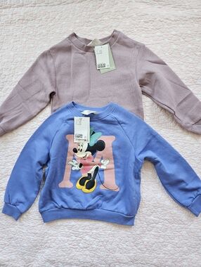 NWT H&M Bundle 2 Sweatshirts 5/6 T 5 6 Toddler Girl Fleece Disney Minnie